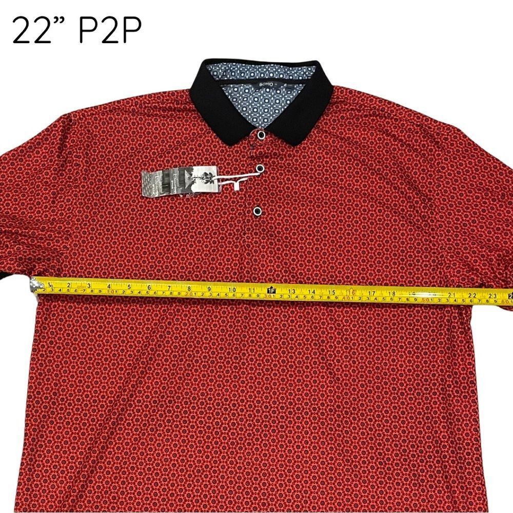 Bohio Men’s Polo Shirt – Red w/ Black Trim – Size XL - Picture 5 of 11